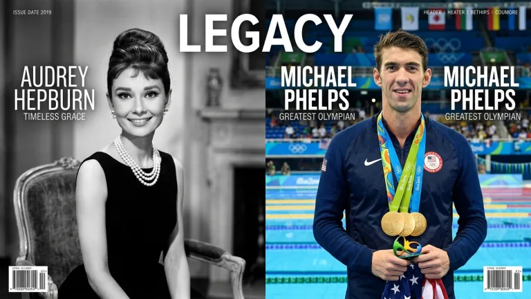 Audrey Hepburn and Michael Phelps biography, net worth, career, and life facts comparison