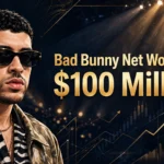 Bad Bunny net worth 2026 — estimated $100 million fortune infographic
