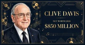 Clive Davis net worth 2026 — estimated $800 to $900 million fortune infographic