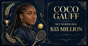 Coco Gauff net worth 2026 — estimated $35 million fortune infographic