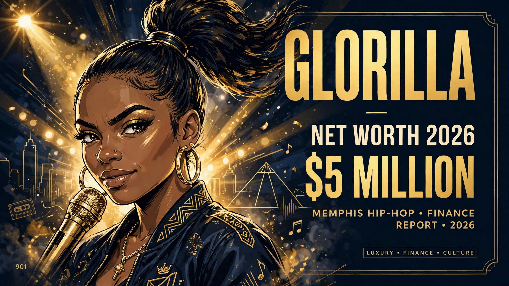 GloRilla net worth 2026 — estimated $5 million fortune infographic