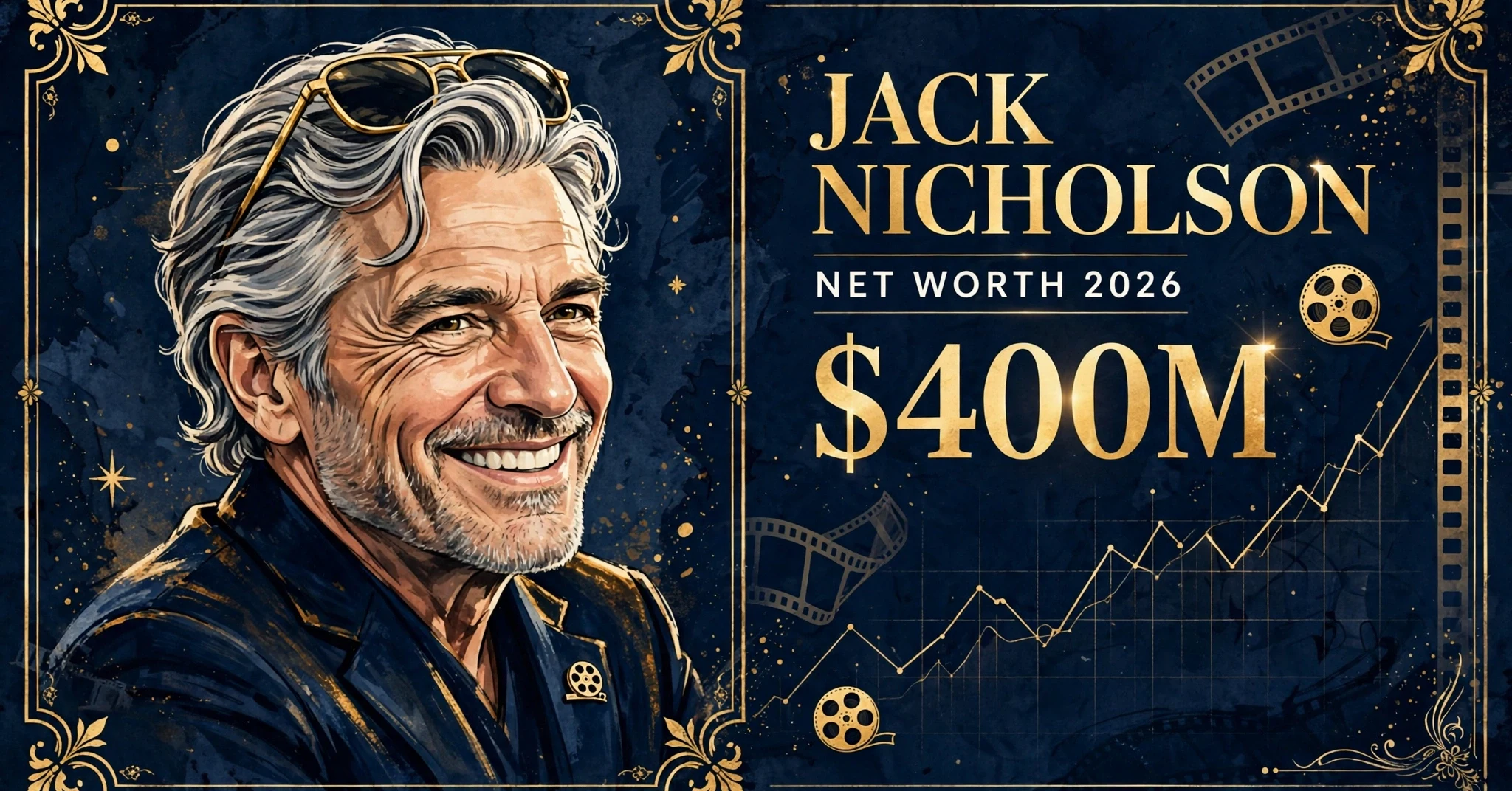 Jack Nicholson net worth 2026 — estimated $400 million fortune infographic