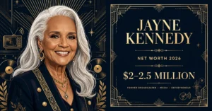 Jayne Kennedy net worth 2026 — estimated $2 to $2.5 million fortune infographic