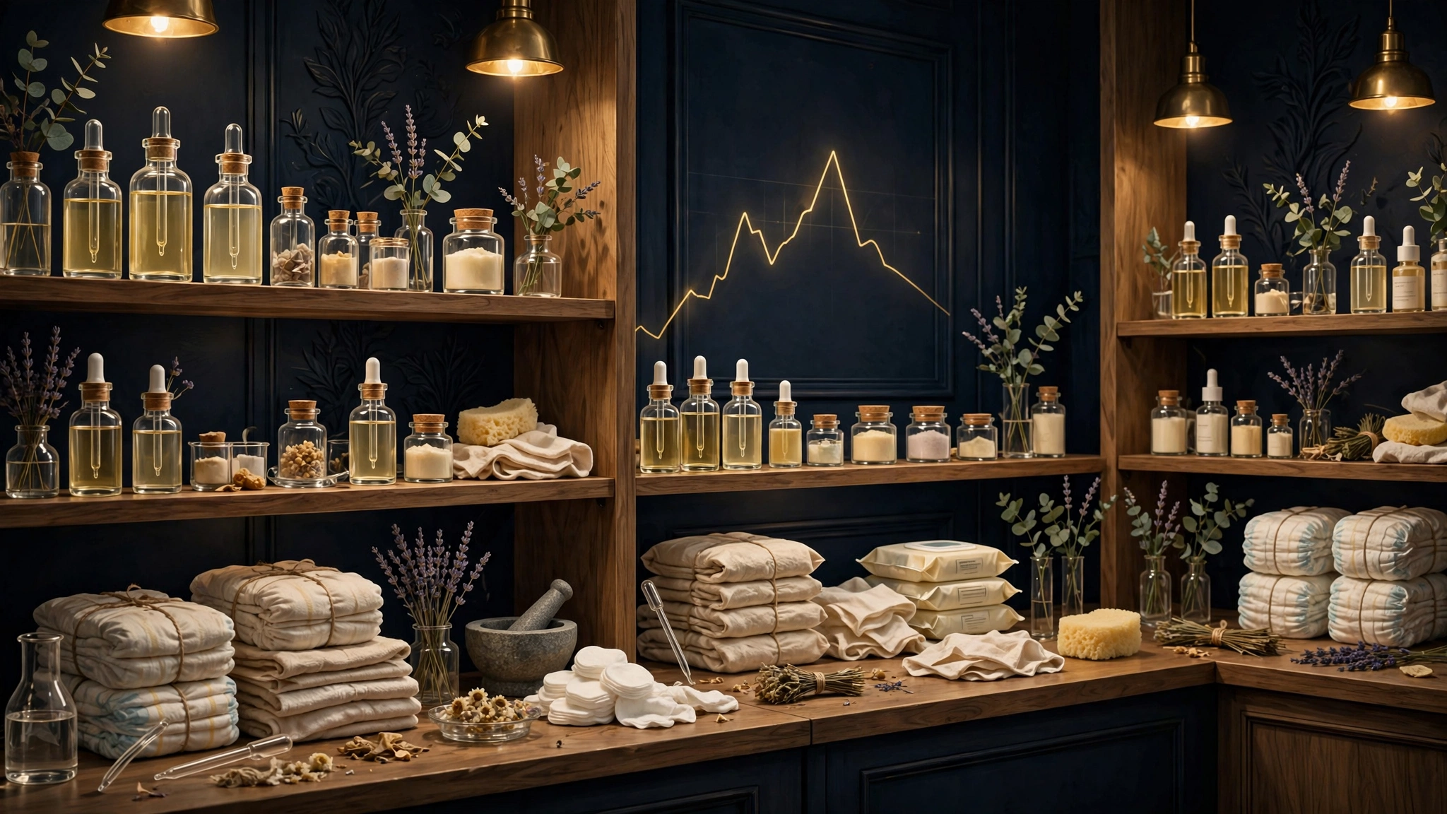Illustrated Honest Company-style eco products laboratory with diapers and skincare bottles, Jessica Alba net worth 2026
