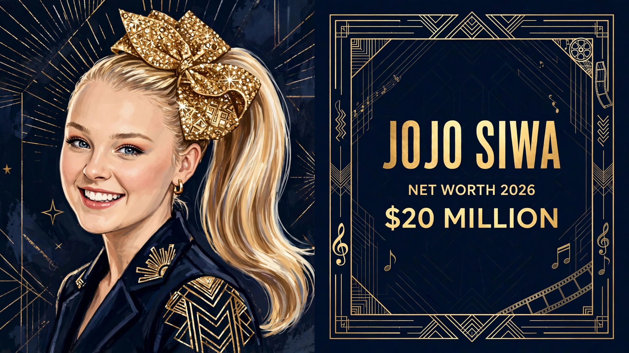JoJo Siwa net worth 2026 — estimated $20 to $25 million fortune infographic
