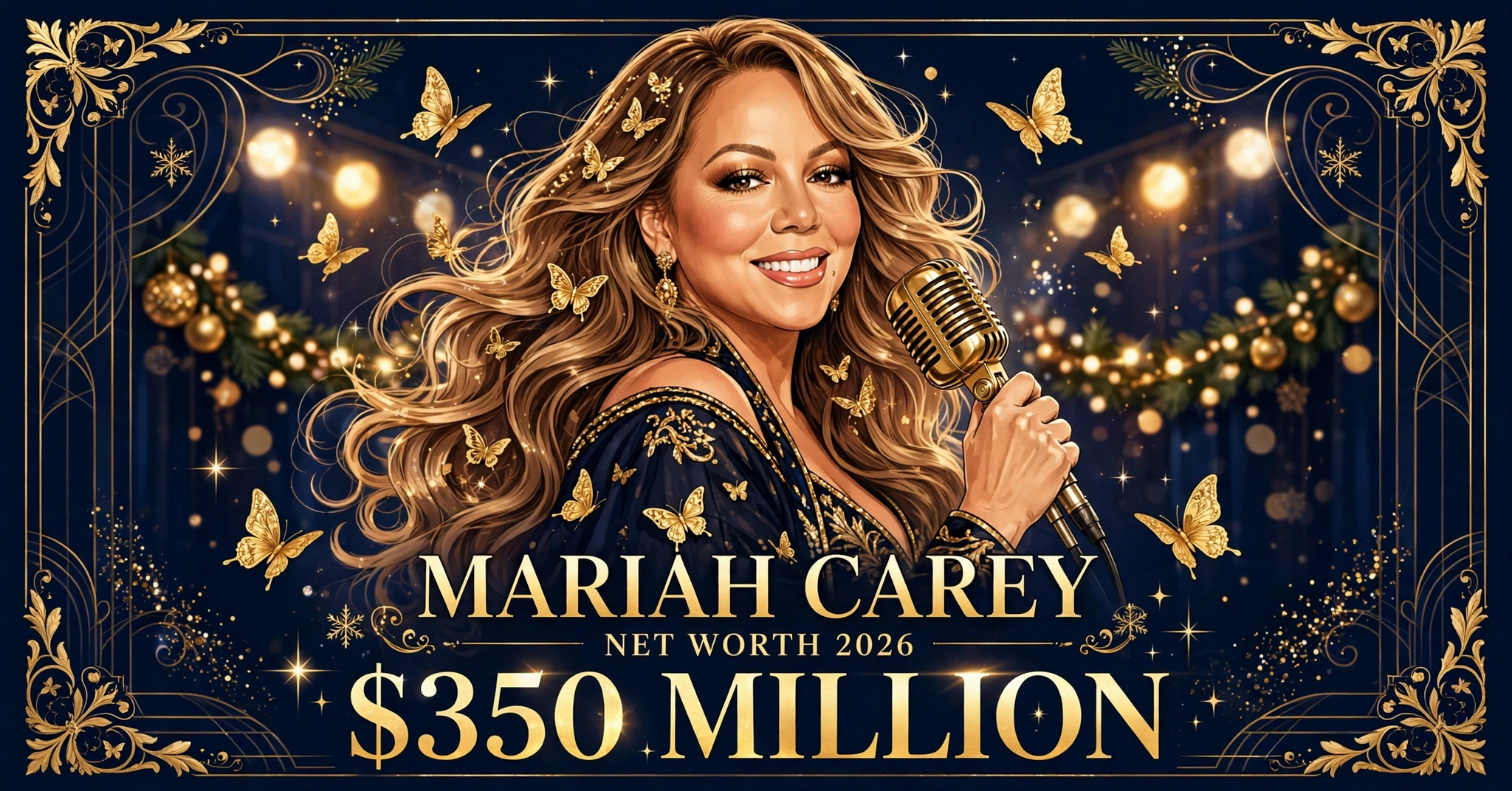 Mariah Carey net worth 2026 — estimated $350 million fortune infographic