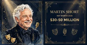 Martin Short net worth 2026 — estimated $30 to $50 million fortune infographic