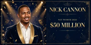 Nick Cannon net worth 2026 — estimated $40 to $60 million fortune infographic