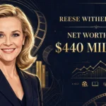 Reese Witherspoon net worth 2026 — estimated $400 to $440 million fortune infographic