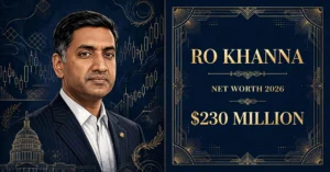 Ro Khanna net worth 2026 — estimated $150 to $340 million fortune infographic