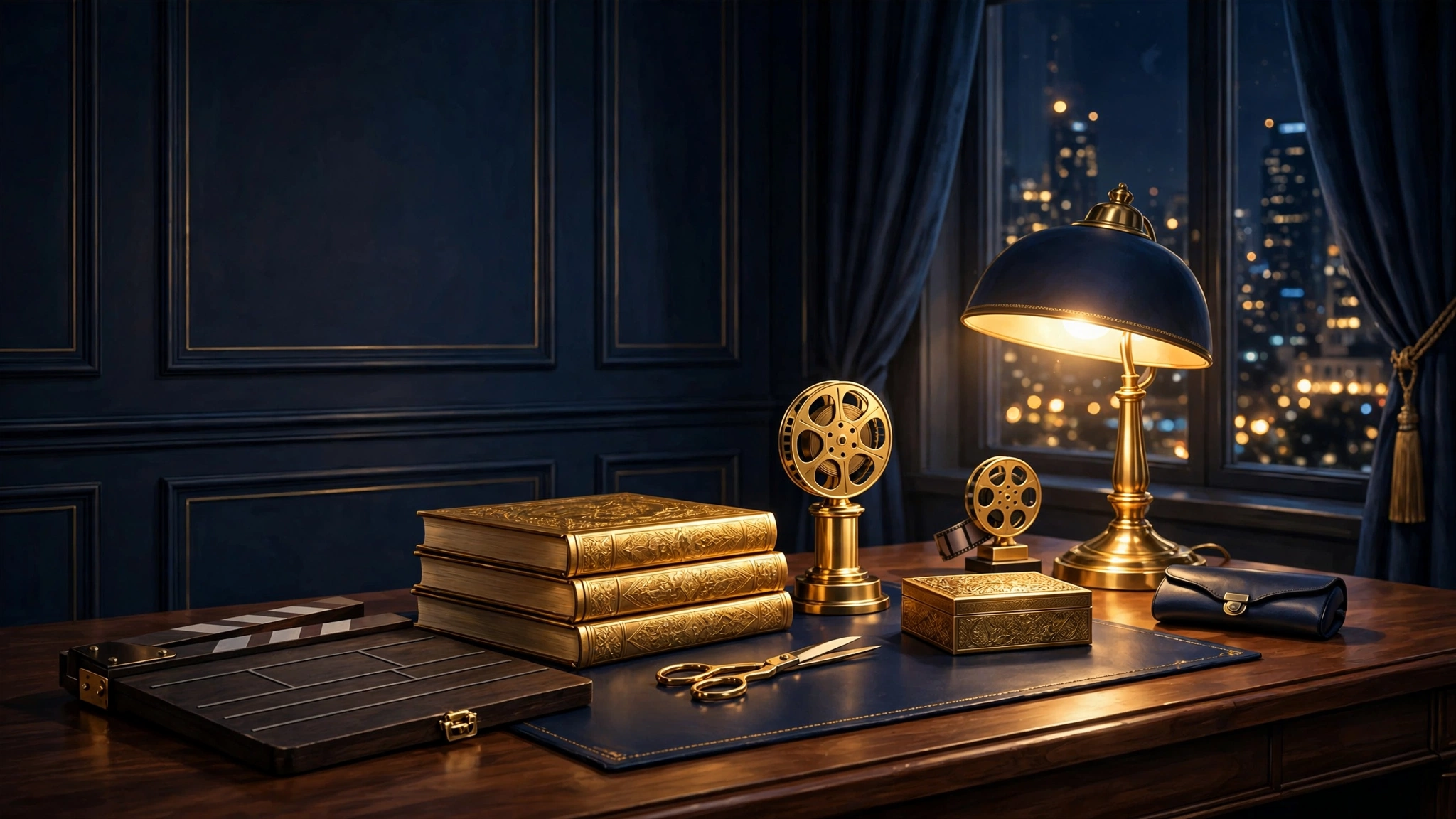 Producer studio desk — Fifty-Fifty Films production company