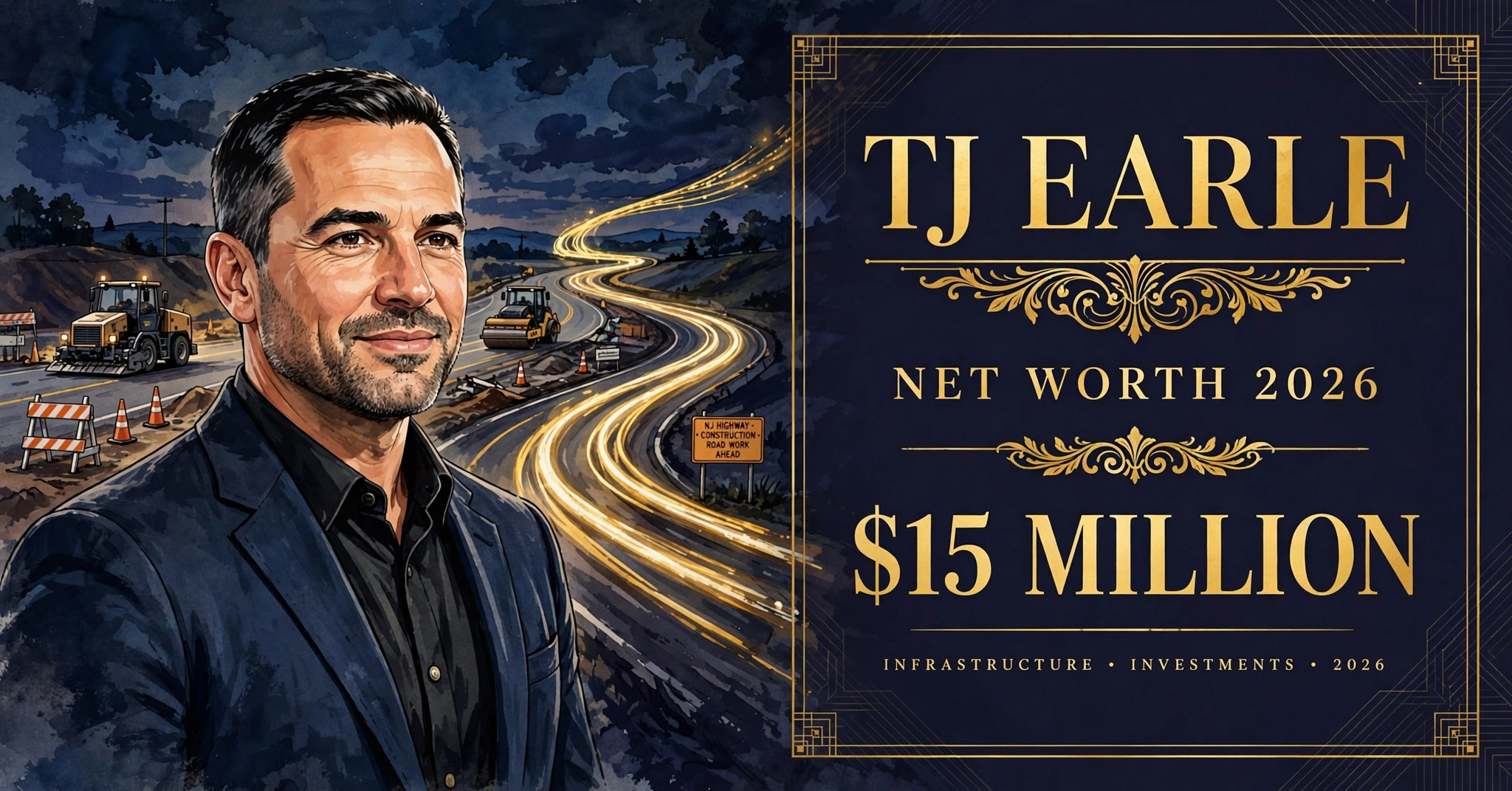 TJ Earle net worth 2026 — estimated $15 to $20 million fortune infographic