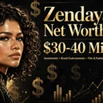 Zendaya net worth 2026 — estimated $30 to $40 million fortune infographic