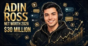 Adin Ross net worth 2026 — estimated $20 to $40 million fortune infographic
