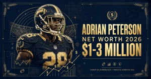 Adrian Peterson net worth 2026 — estimated $1 to $3 million fortune infographic