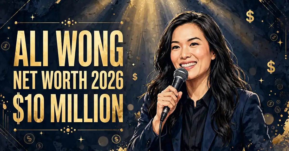 Ali Wong net worth 2026 — estimated $8 to $12 million fortune infographic