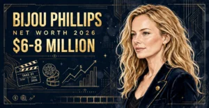 Bijou Phillips net worth 2026 — estimated $6 to $8 million fortune infographic