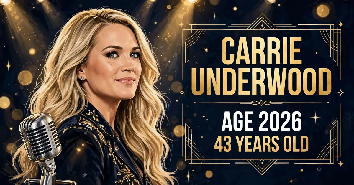 Carrie Underwood age 2026 — illustrated portrait of the country star at 43