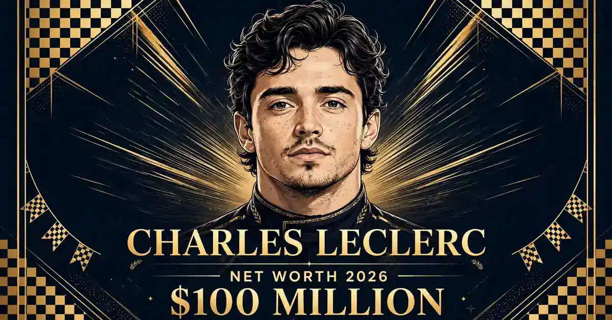 Charles Leclerc net worth 2026 — estimated $70 to $125 million fortune infographic