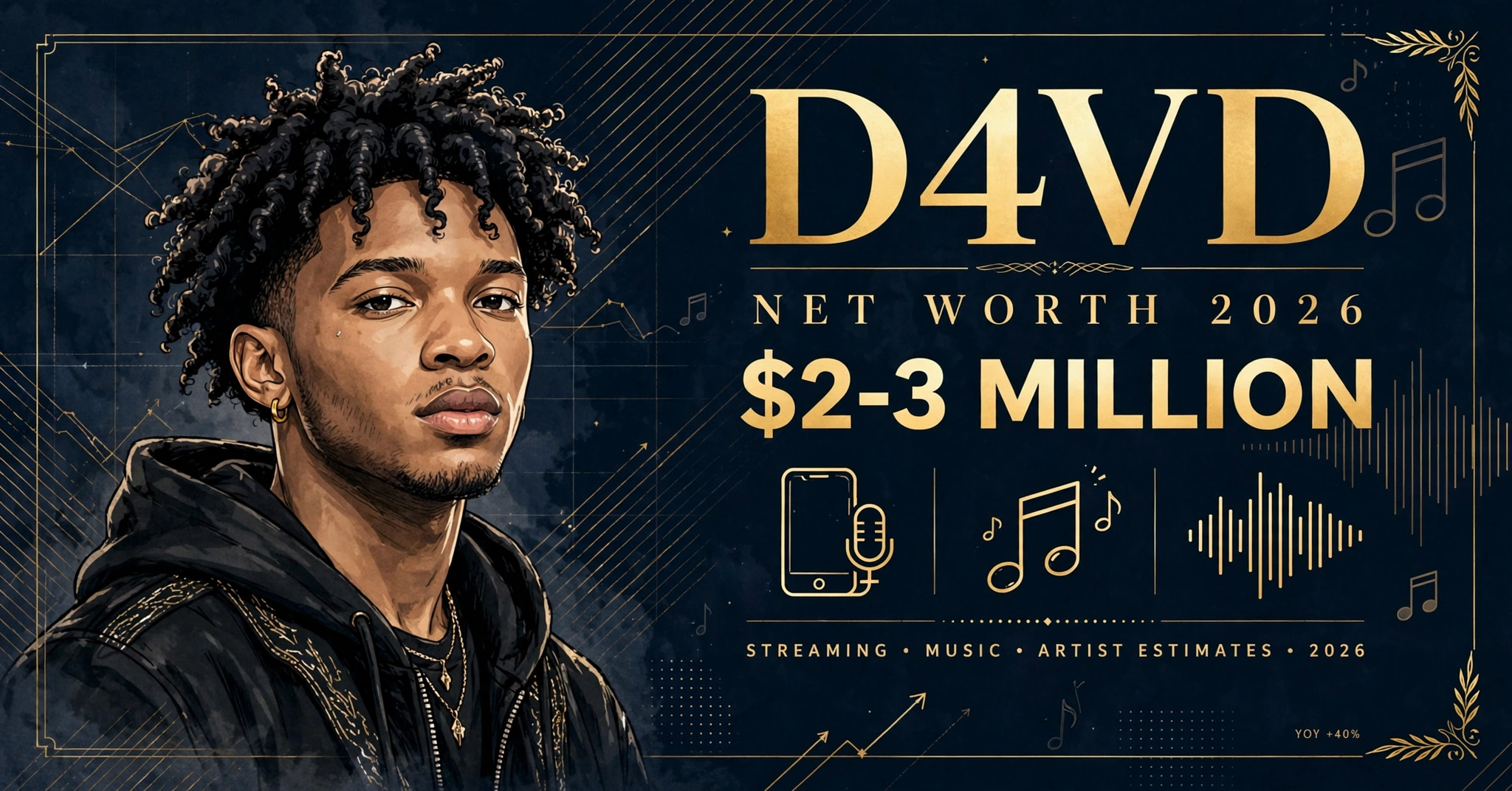 d4vd net worth 2026 — estimated $2 to $3 million fortune infographic