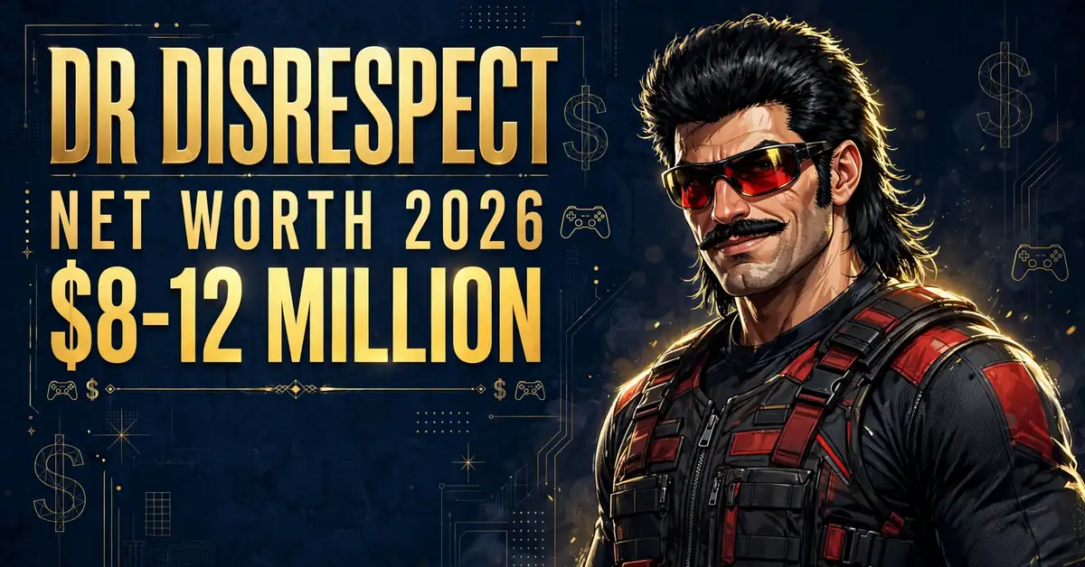 Dr DisRespect net worth 2026 — estimated $8 to $12 million fortune infographic