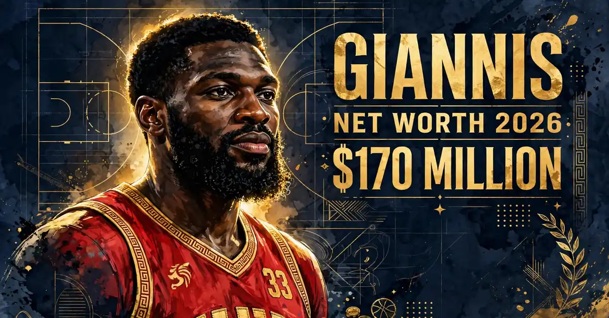 Giannis Antetokounmpo net worth 2026 — estimated $130 to $170 million fortune infographic