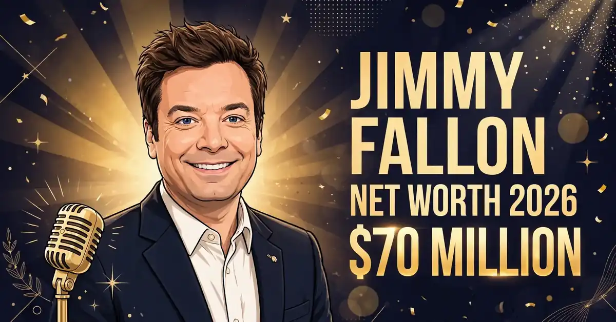 Jimmy Fallon net worth 2026 — estimated $60 to $70 million fortune infographic