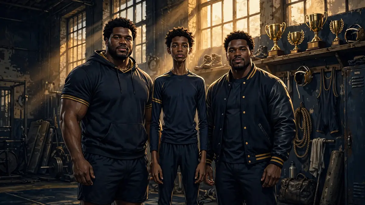 Illustration of the Jones brothers' athletic frames in a wrestling gym — Guide Net Worth