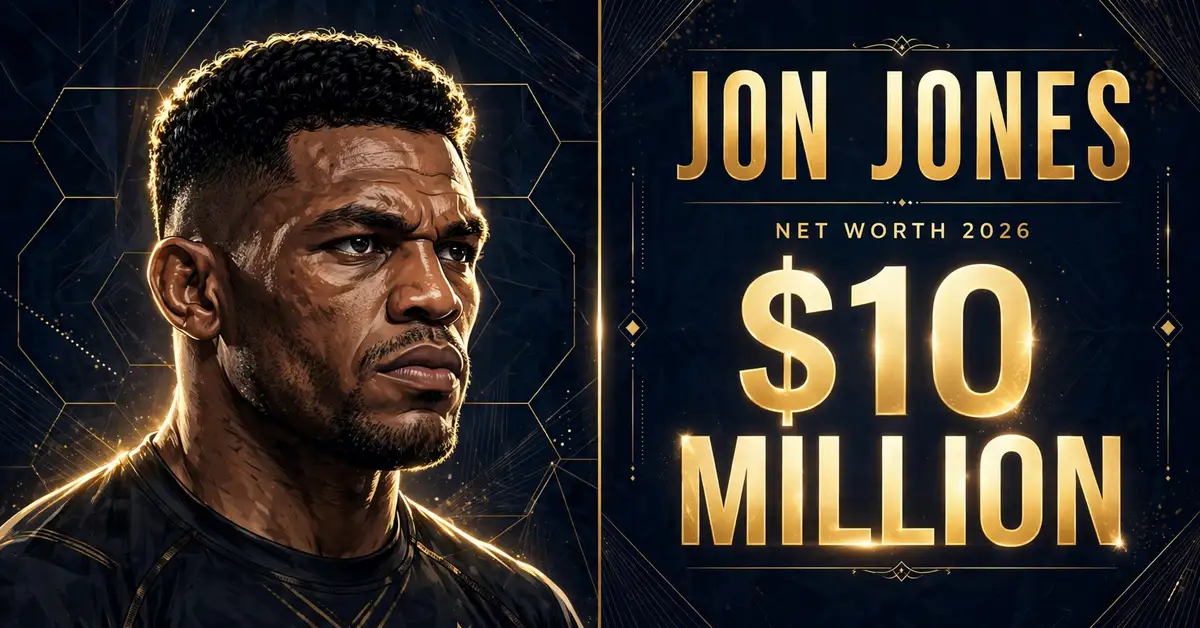 Jon Jones net worth 2026 — estimated $8 to $15 million fortune infographic