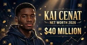 Kai Cenat net worth 2026 — estimated $35 to $45 million fortune infographic