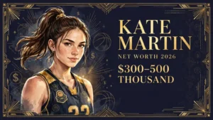 Kate Martin net worth 2026 — estimated $300,000 to $500,000 fortune infographic