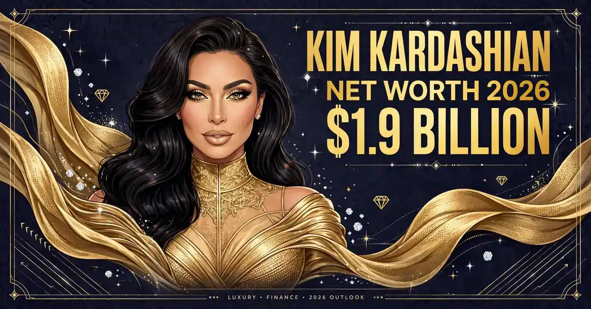 Kim Kardashian net worth 2026 — estimated $1.8 to $2 billion fortune infographic