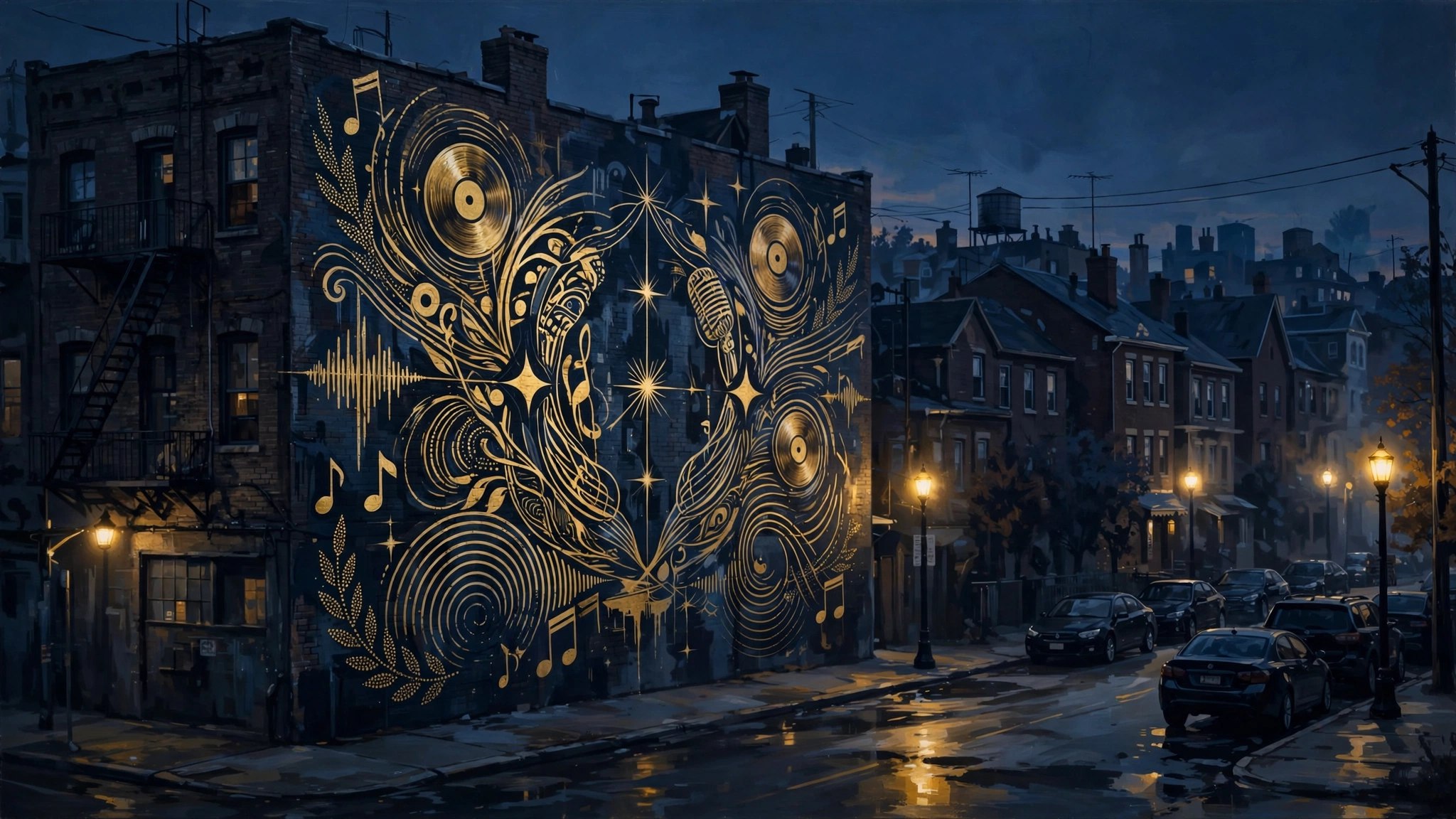 Illustrated Chicago street scene with a tribute mural honoring King Von's O-Block legacy