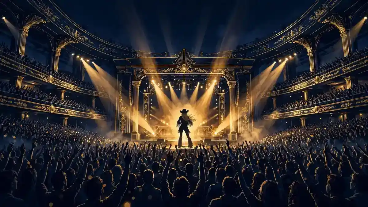 Lainey Wilson concert arena scene illustrating the Whirlwind World Tour earnings