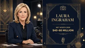 Laura Ingraham net worth 2026 — estimated $40 to $60 million fortune infographic