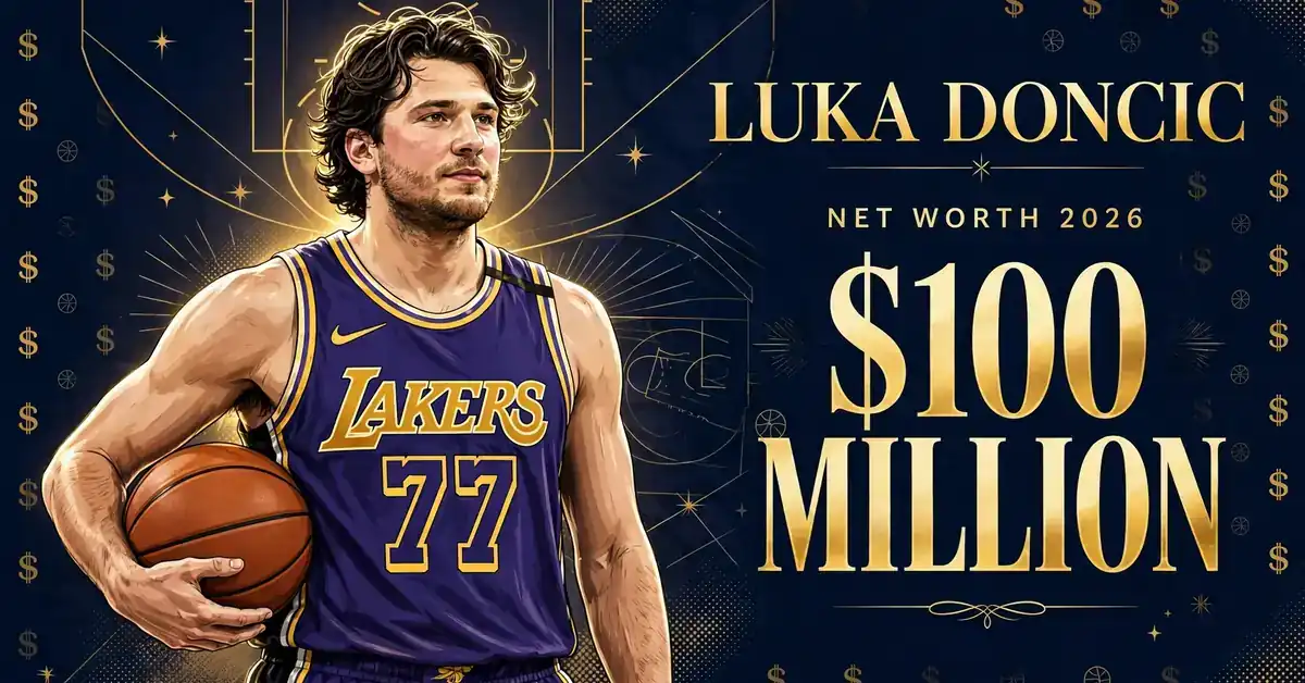 Luka Dončić net worth 2026 — estimated $80 to $110 million fortune infographic