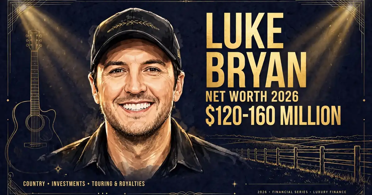 Luke Bryan net worth 2026 — estimated $120 to $160 million fortune infographic