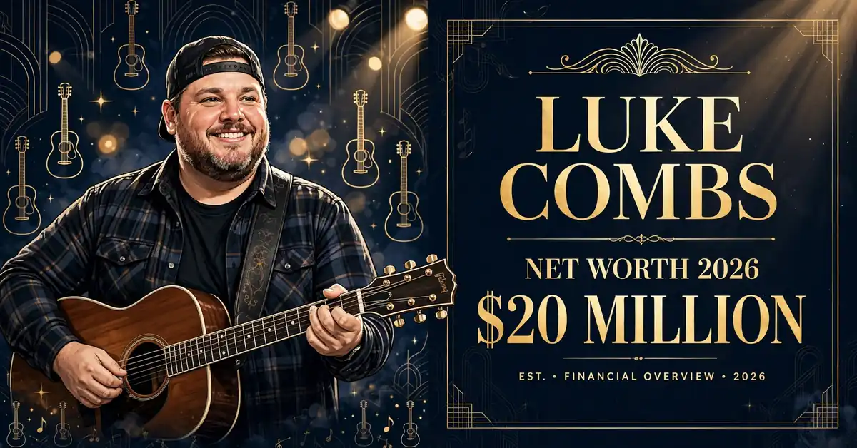 Luke Combs net worth 2026 — estimated $20 to $30 million fortune infographic