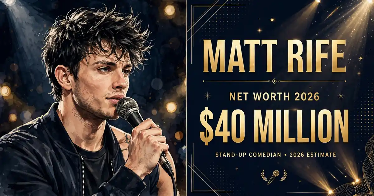 Matt Rife net worth 2026 — estimated $40 to $50 million fortune infographic