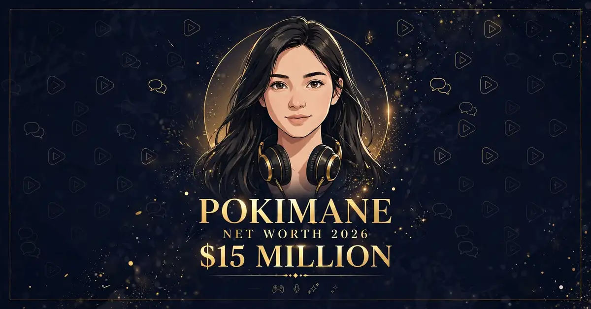 Pokimane net worth 2026 — estimated $10 to $20 million fortune infographic