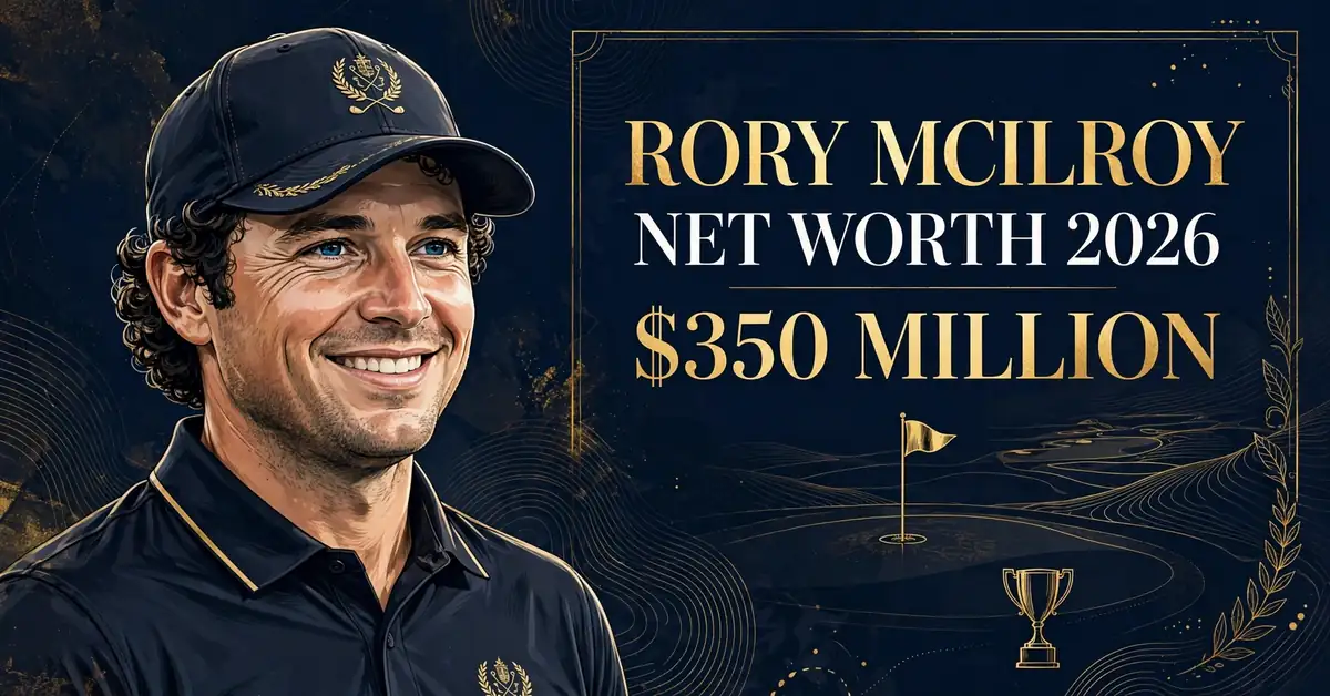 Rory McIlroy net worth 2026 — estimated $300 to $350 million fortune infographic
