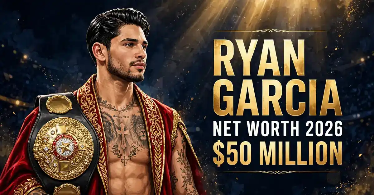 Ryan Garcia net worth 2026 — estimated $40 to $60 million fortune infographic