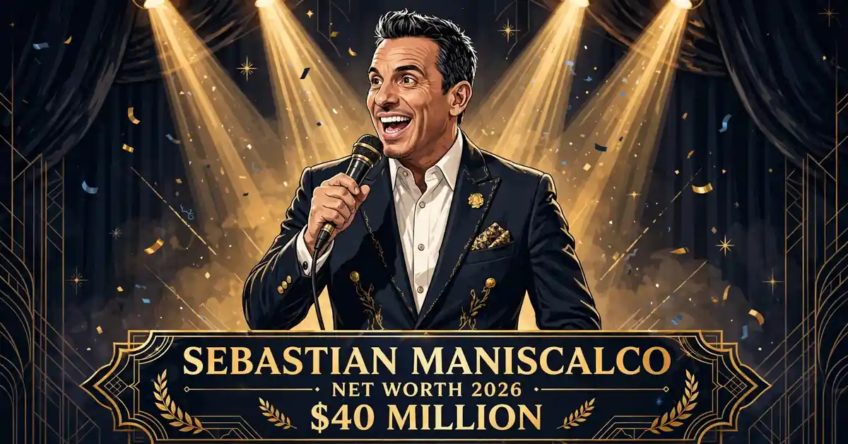 Sebastian Maniscalco net worth 2026 — estimated $40 million fortune infographic