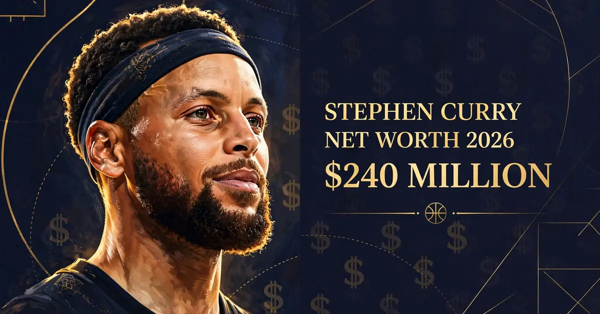 Stephen Curry net worth 2026 — estimated $200 to $300 million fortune infographic