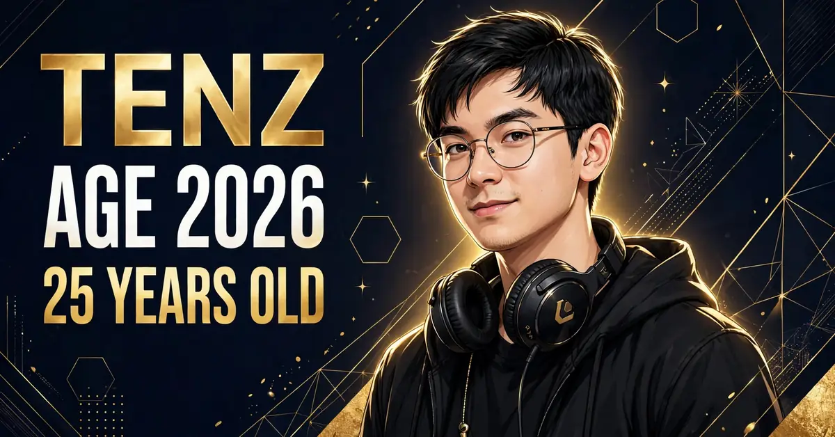 TenZ age 2026 — stylized illustrated portrait of the young gamer with TENZ AGE 2026 25 YEARS OLD text
