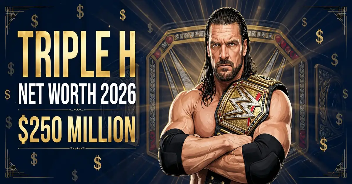 Triple H net worth 2026 — estimated $150 to $250 million fortune infographic