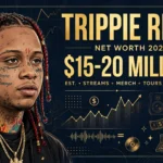 Trippie Redd net worth 2026 — estimated $15 to $20 million fortune infographic