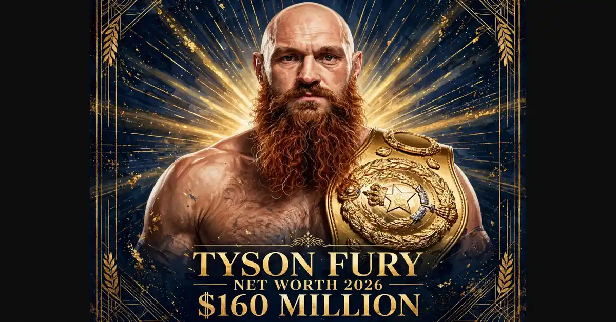 Tyson Fury net worth 2026 — estimated $160 to $210 million fortune infographic