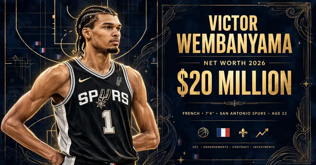 Victor Wembanyama net worth 2026 — estimated $15 to $25 million fortune infographic