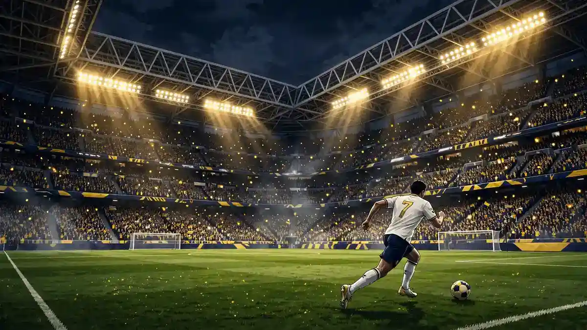 Vinicius Junior at the Bernabeu at night after signing his Real Madrid contract extension through 2032